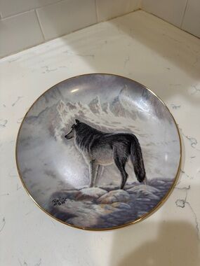 Wolf Illustration Print - Gray and Black Wildlife Art Plate by Perillo